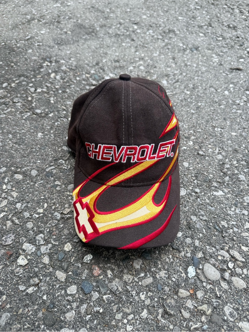 Chevrolet Flame Logo Baseball Cap — Black with Red & Yellow Flames